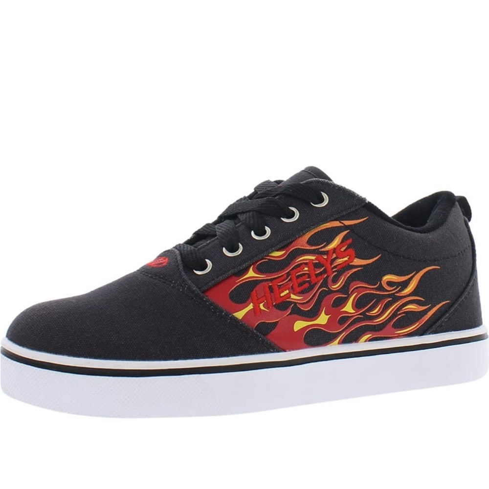 Heelys Kids Black Sneakers with Red and Orange Flames